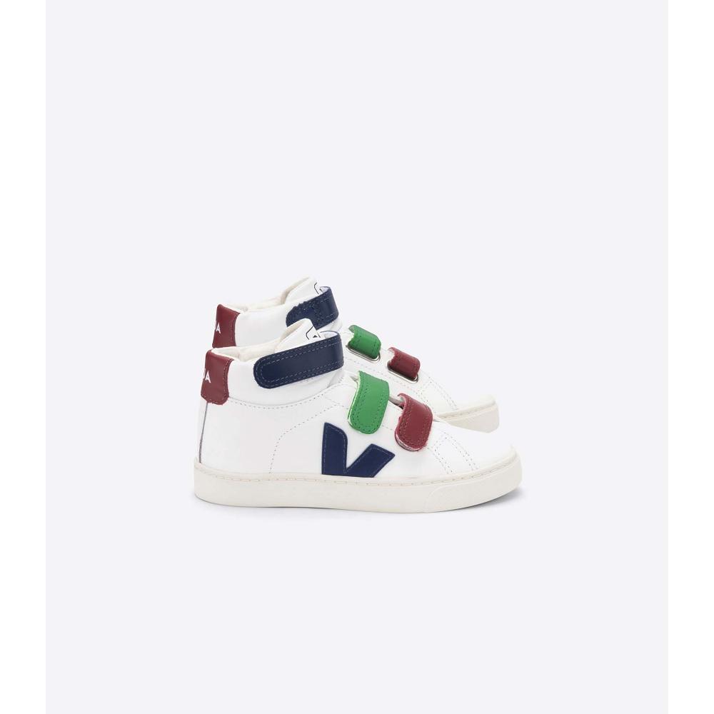 Veja ESPLAR MID LEATHER Kids\' High Tops White/Red | NZ 684TCE